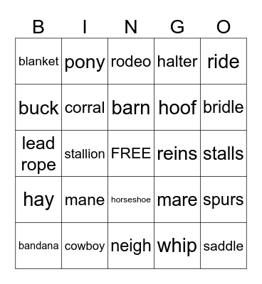 Western Bingo Card