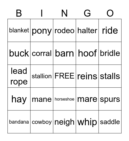 Western Bingo Card