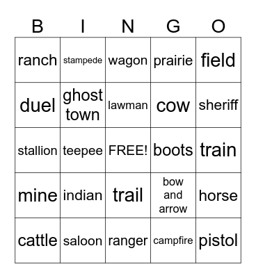 Western Bingo Card