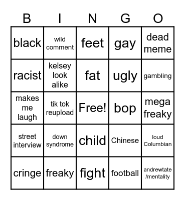 Instagram reel bingo Card