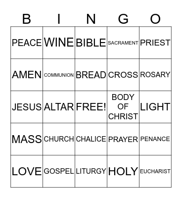 Holy Bingo Card