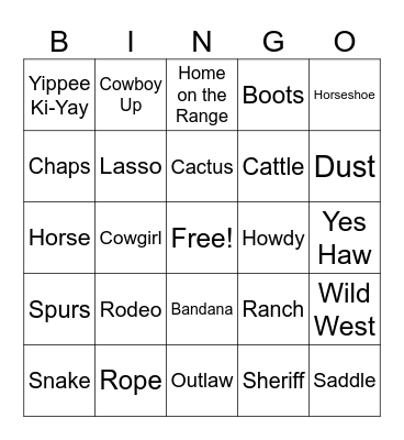 Western Bingo Card