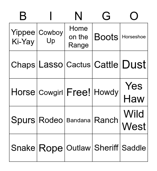 Western Bingo Card