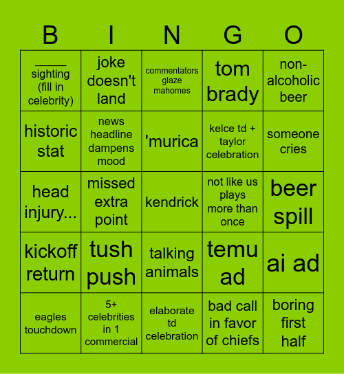skehan superbrat Bingo Card
