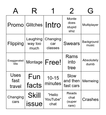 Ar12 Video Bingo Card