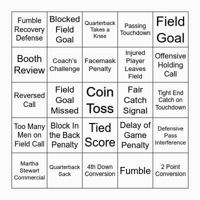 SUPERBOWL LIX BINGO !!! Bingo Card