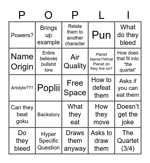 Neusens Bingo Card
