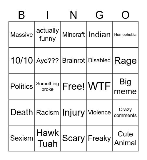Reels Bingo Card