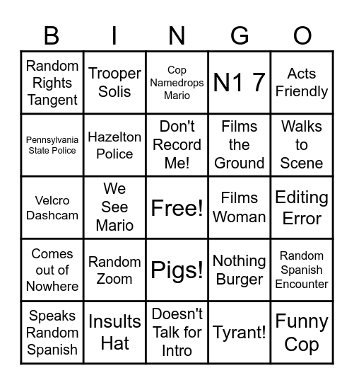 Mario Bingo Card