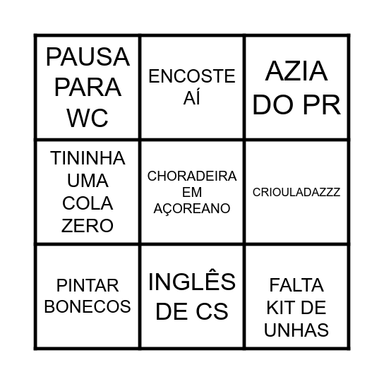 BINGADAZZZ DO TCHOLAZZ Bingo Card