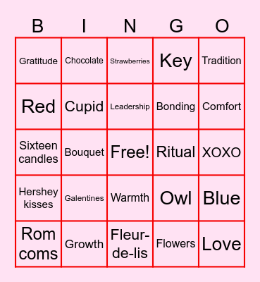 Galentine's Day Bingo Card
