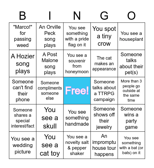 Housewarming Bingo Card