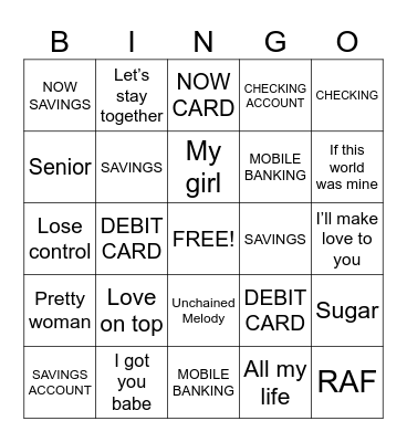 BANKER Bingo Card