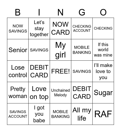 BANKER Bingo Card