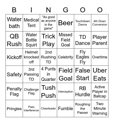 Superbowl LIX Bingo Card
