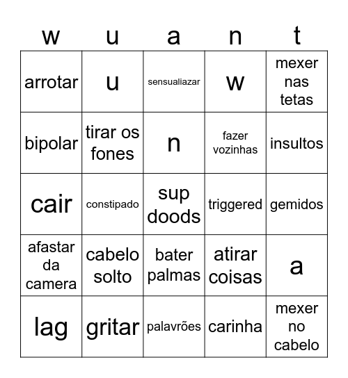 wuant bingo Card