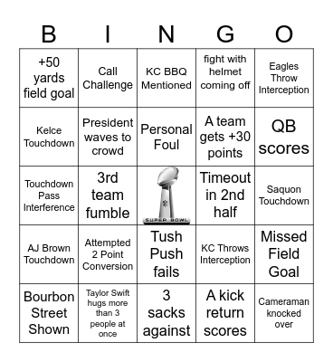 SUPERBOWL Bingo Card