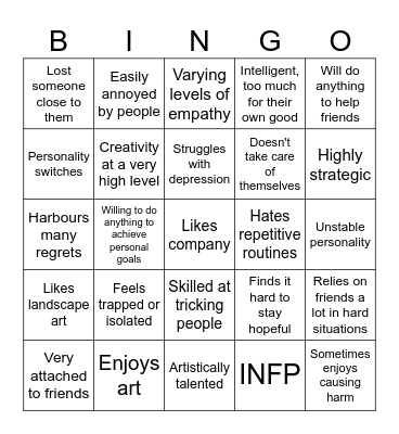 Painter kinnie bingo Card