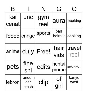 MTN IG REELS BINGO Card