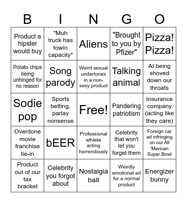 Super Bowl LIX Bingo Card