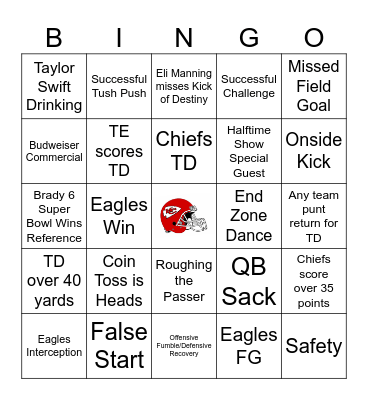 Super Bowl 2025 BINGO Card