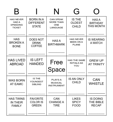 Find Someone Who Bingo Card