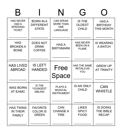 Find Someone Who Bingo Card