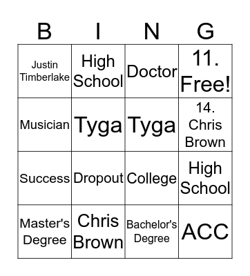 Job Readiness Bingo Card