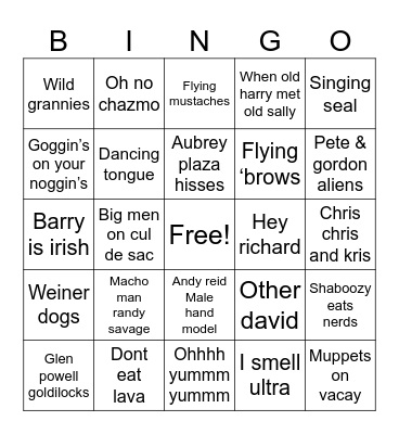 Superbowl 2025 Bingo Card