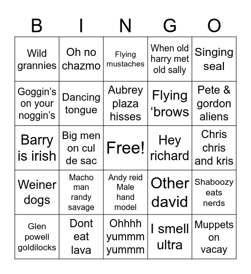 Superbowl 2025 Bingo Card