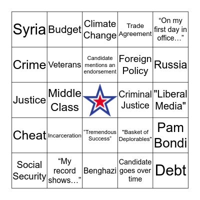 DEBATE BINGO Card