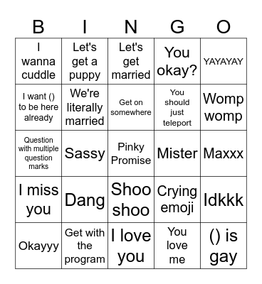 Sara Bingo Card