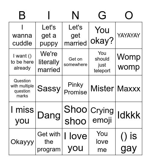 Sara Bingo Card
