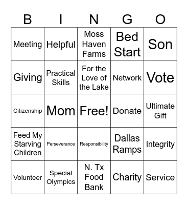 YMSL Bingo Card