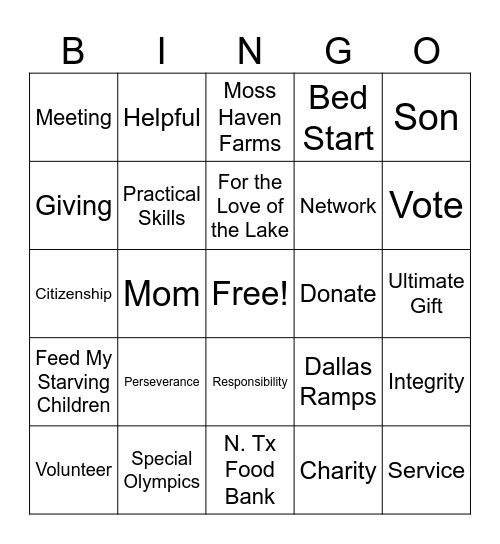 YMSL Bingo Card