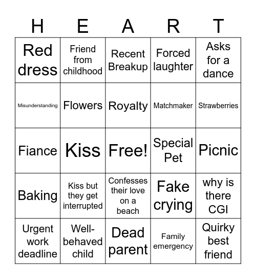 Hallmark Bingo Card
