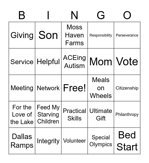 YMSL Bingo Card