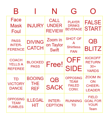 FOOTBALL Bingo Card