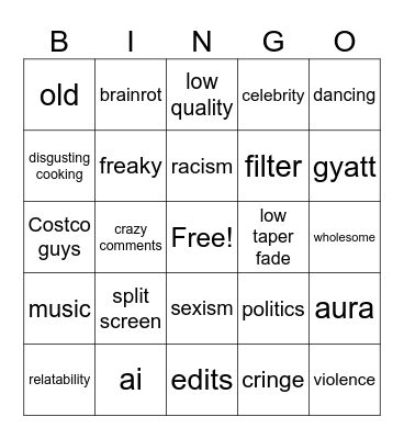 ig reels Bingo Card