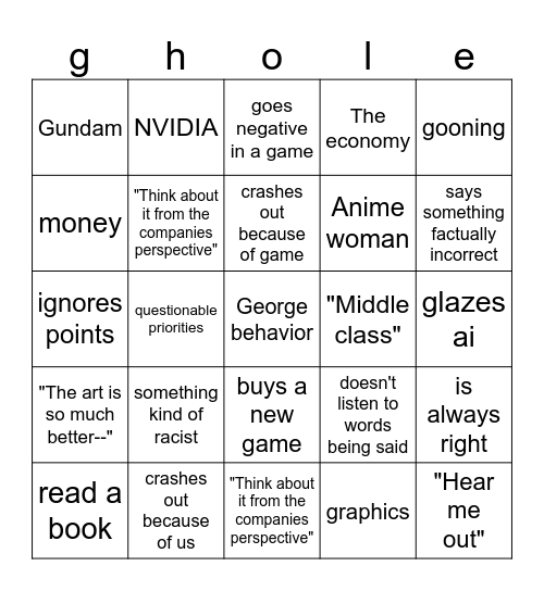 George Bingo Card