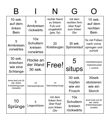 Fitness-Bingo Card