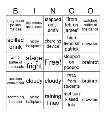 MANRE FAKILY DAY BINGO Card