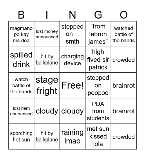 MANRE FAKILY DAY BINGO Card