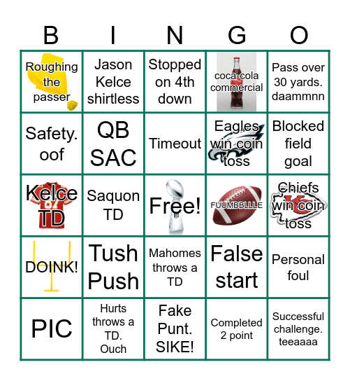 SUPERBOWL BINGO Card