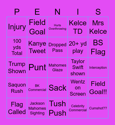 Superbowl (Logan Is fat) Bingo Card
