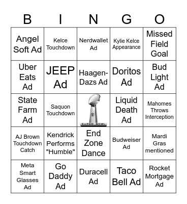 SUPERBOWL LIX Bingo Card
