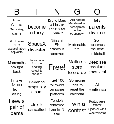 2025 Bingo Card