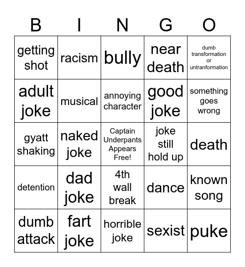 captain shitman Bingo Card