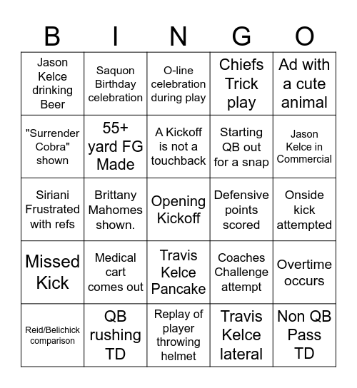 Boxscore Super Bowl BINGO Card