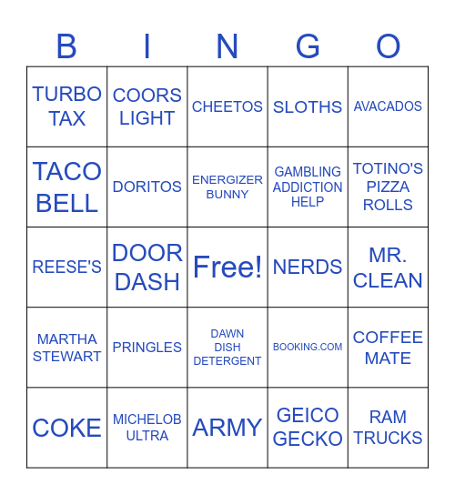 Superbowl LIX Bingo Card